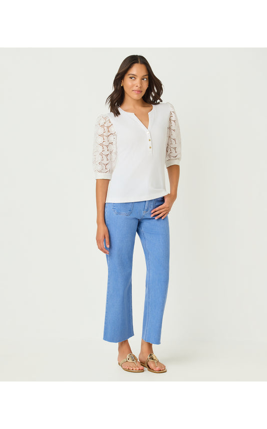 Ronson Eyelet Knit Top - Resort White