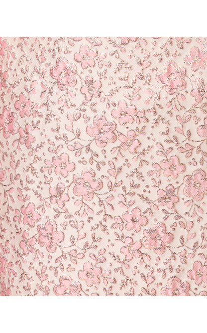 Kels Mini Skirt - Conch Shell Pink Ritsy Ditsy Metallic Brocade