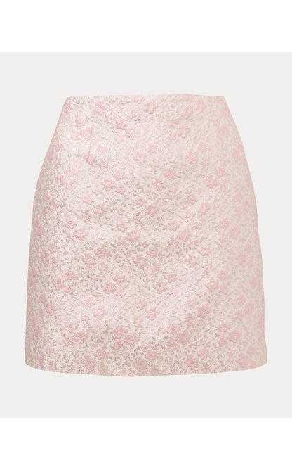 Kels Mini Skirt - Conch Shell Pink Ritsy Ditsy Metallic Brocade