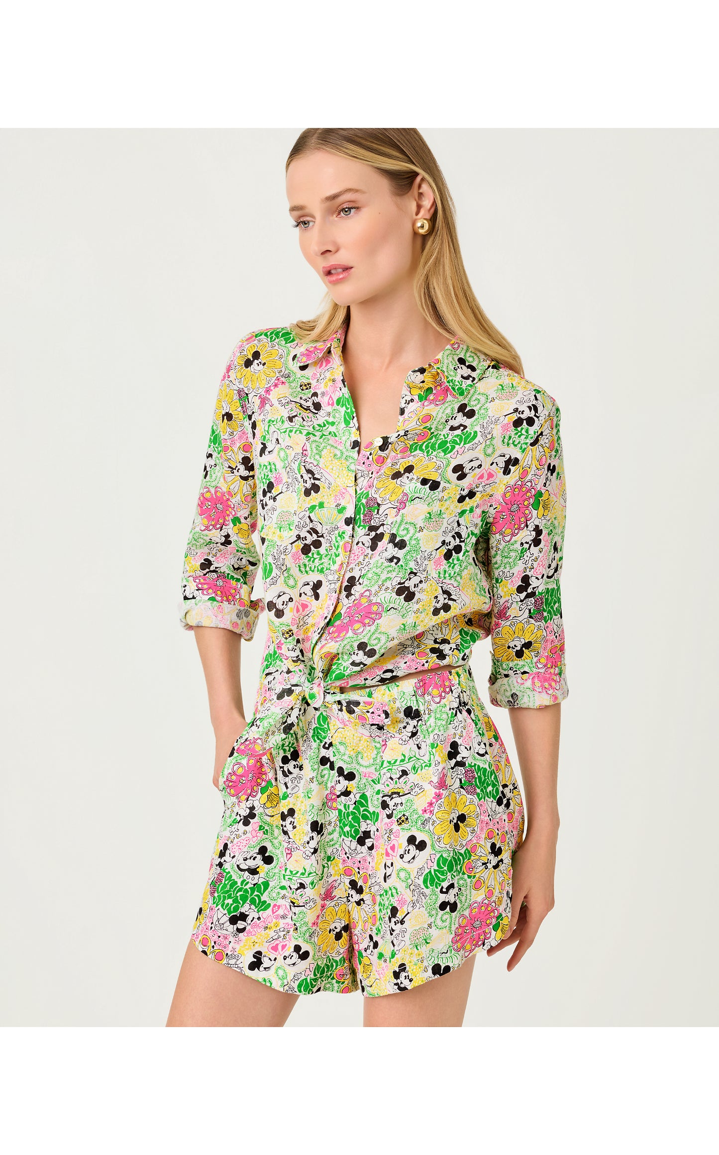 Sea View Linen Button Down Shirt - Multi Throwback Disney