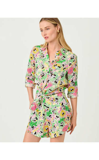 Sea View Linen Button Down Shirt - Multi Throwback Disney