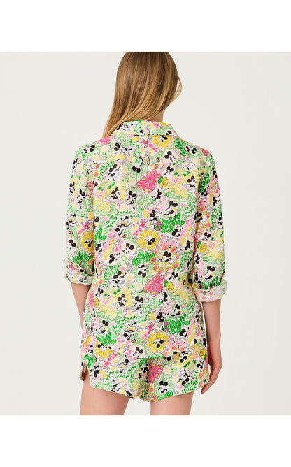 Sea View Linen Button Down Shirt - Multi Throwback Disney