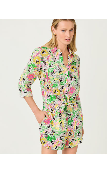 Sea View Linen Button Down Shirt - Multi Throwback Disney