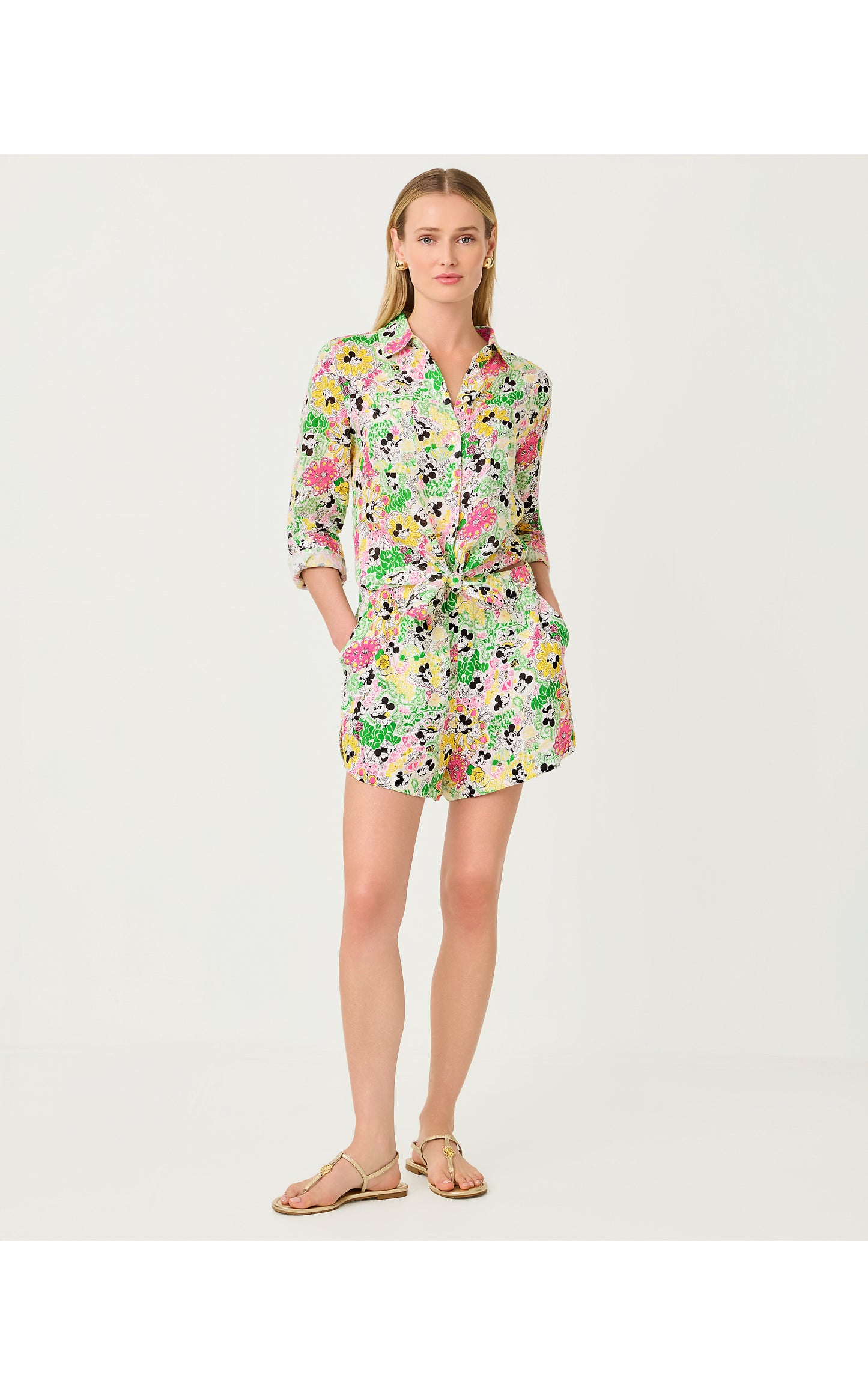 Sea View Linen Button Down Shirt - Multi Throwback Disney