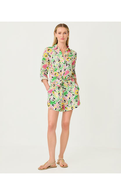 Sea View Linen Button Down Shirt - Multi Throwback Disney