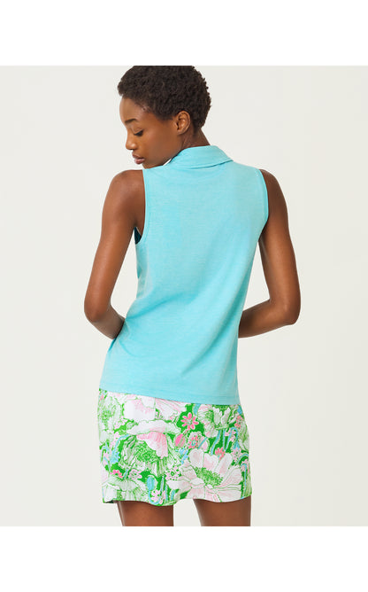 UPF50+ Dune Sleeveless Polo - Heathered Capri Blue