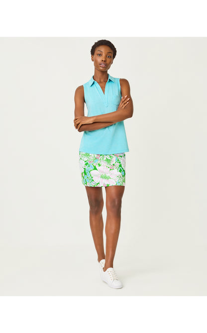 UPF50+ Dune Sleeveless Polo - Heathered Capri Blue