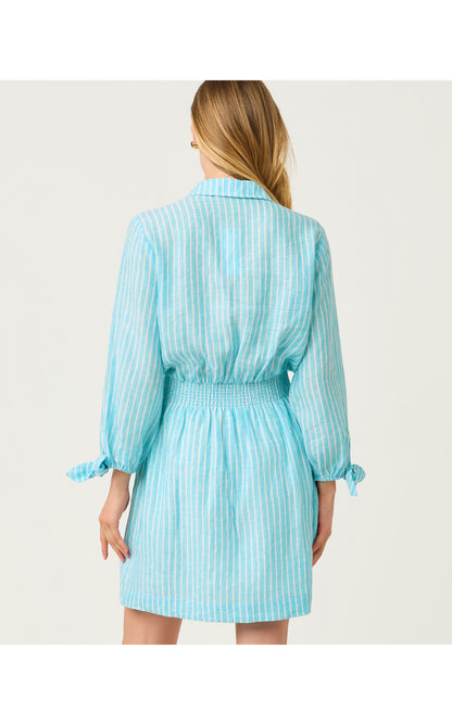 Abralynn Linen Shirtdress - Capri Blue Saint Tropez Stripe