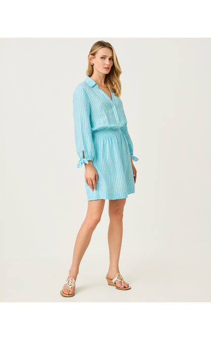 Abralynn Linen Shirtdress - Capri Blue Saint Tropez Stripe