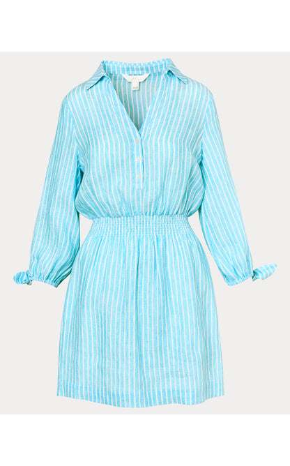 Abralynn Linen Shirtdress - Capri Blue Saint Tropez Stripe