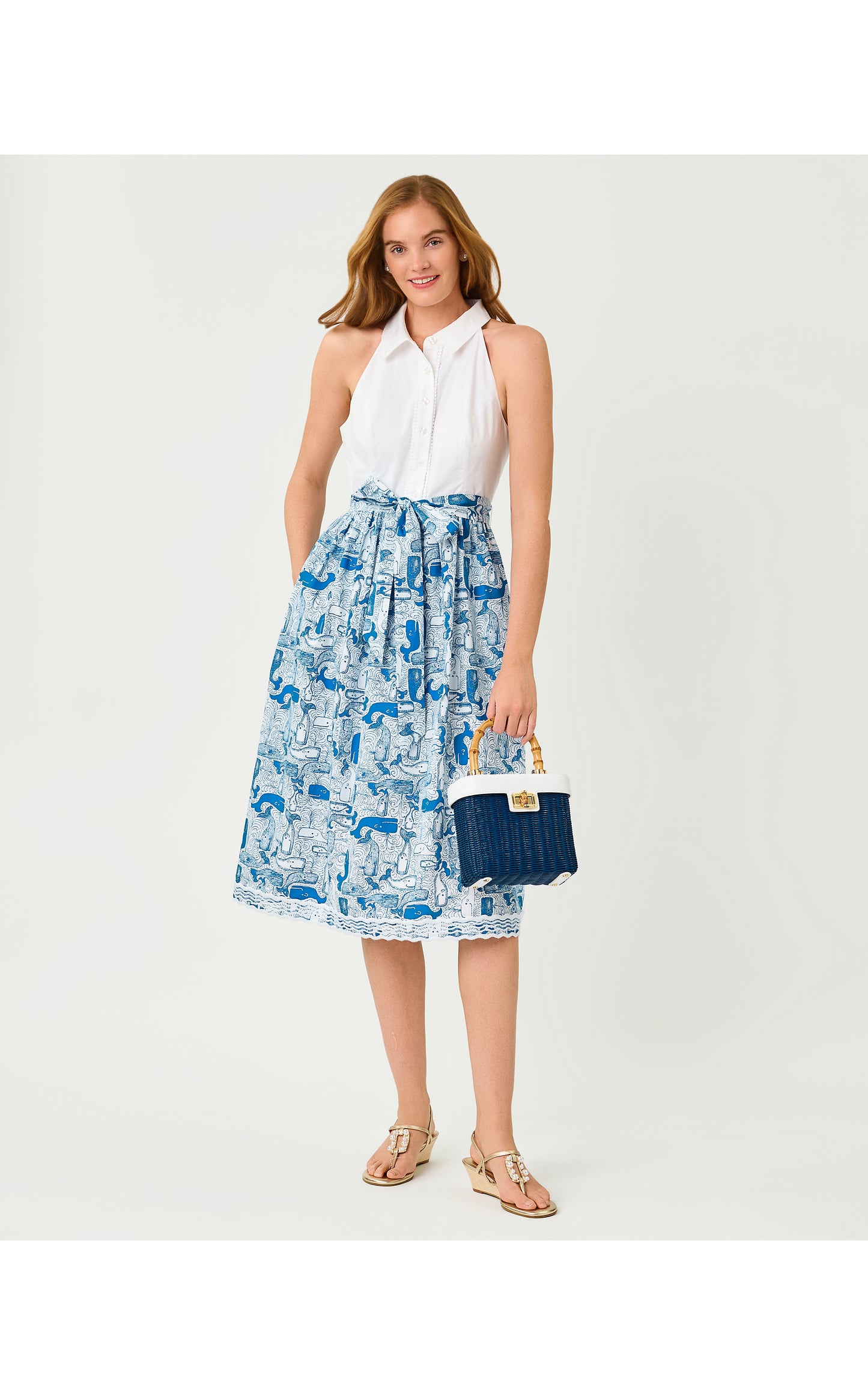 Mauritzia Midi Shirtdress - Nassau Blue Thar She Blows