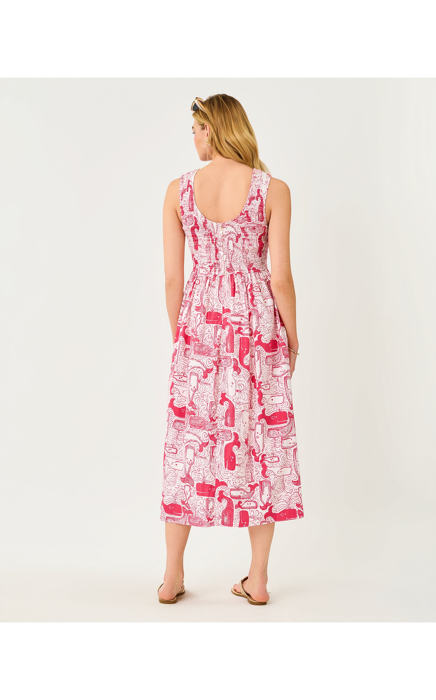 Daisey Smocked Midi Dress - Paradise Punch Oversized Thar She Blows