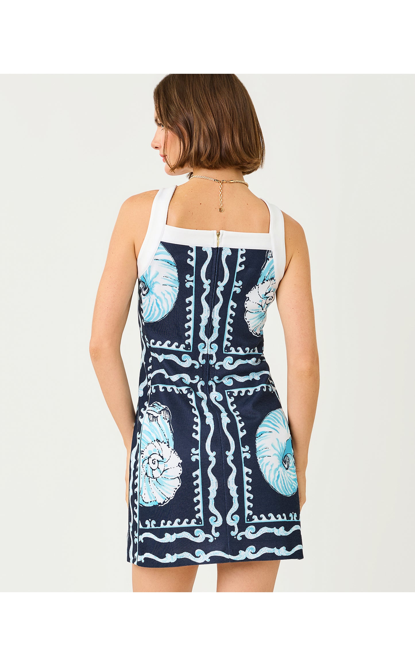 Duffy Shift - Low Tide Navy Shell Shine Engineered Knit Shift