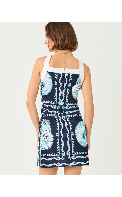 Duffy Shift - Low Tide Navy Shell Shine Engineered Knit Shift