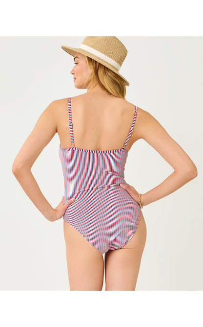 Rhiannan One Piece - Resort White X Paradise Punch X Starlight Navy Seersucker Stripe Swim