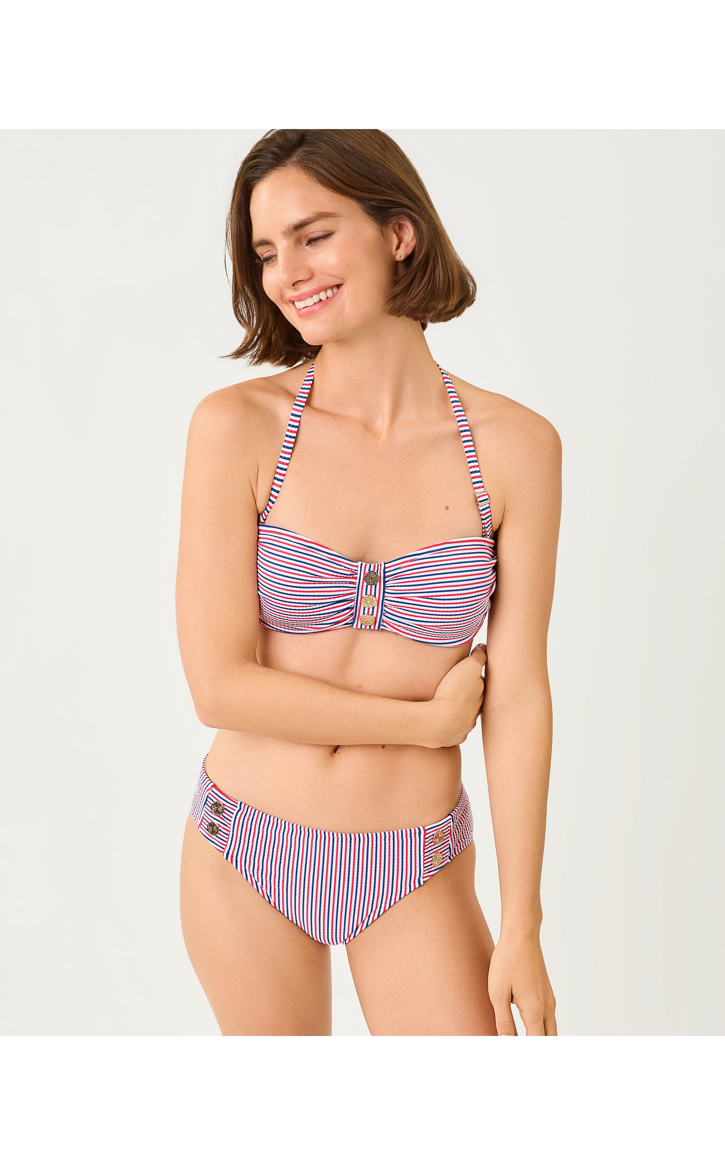 Rior Hipster Bottom - Resort White X Paradise Punch X Starlight Navy Seersucker Stripe Swim