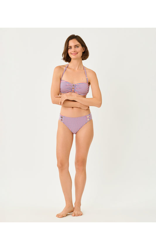 Melita Bandeau Top - Resort White X Paradise Punch X Starlight Navy Seersucker Stripe Swim