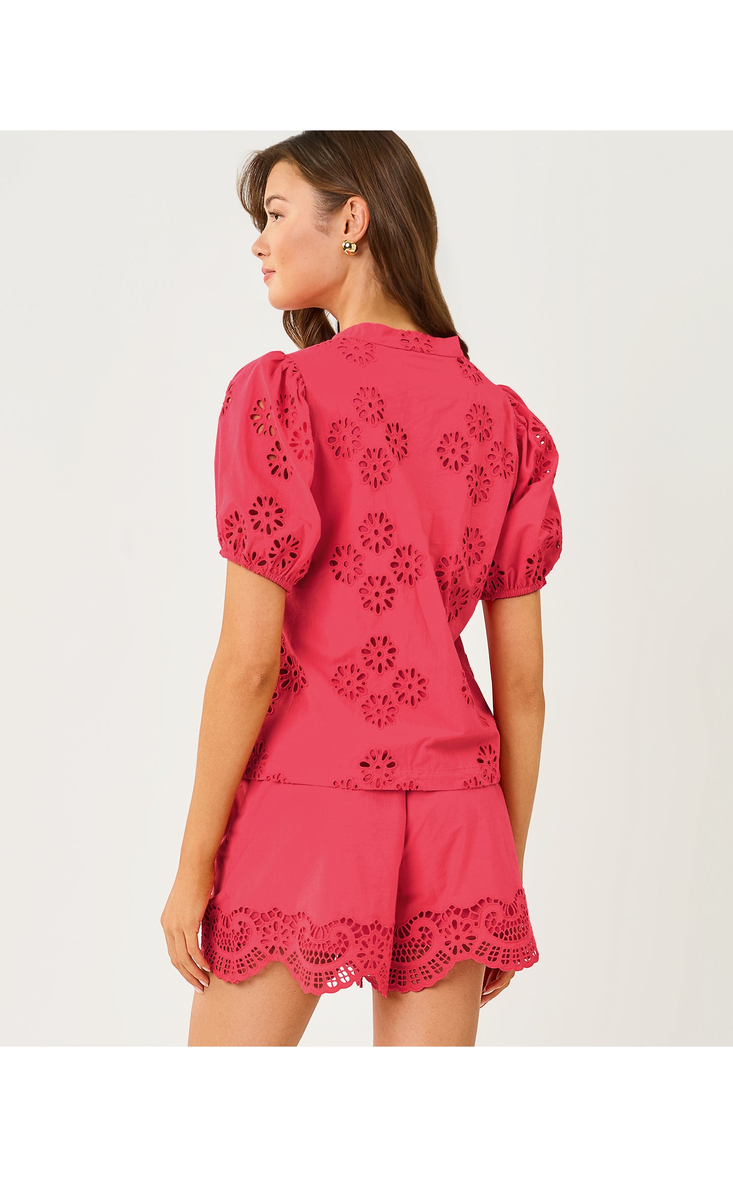 Castine Short Sleeve Top - Paradise Punch Medallion Petals Eyelet