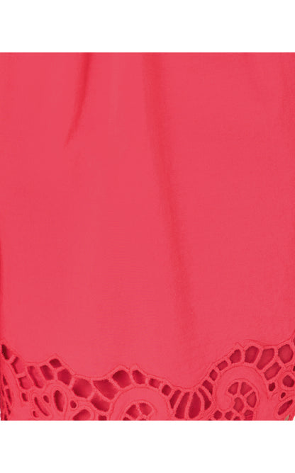 Kilah Eyelet Short - Paradise Punch Medallion Petals Scallop Edge Cambric