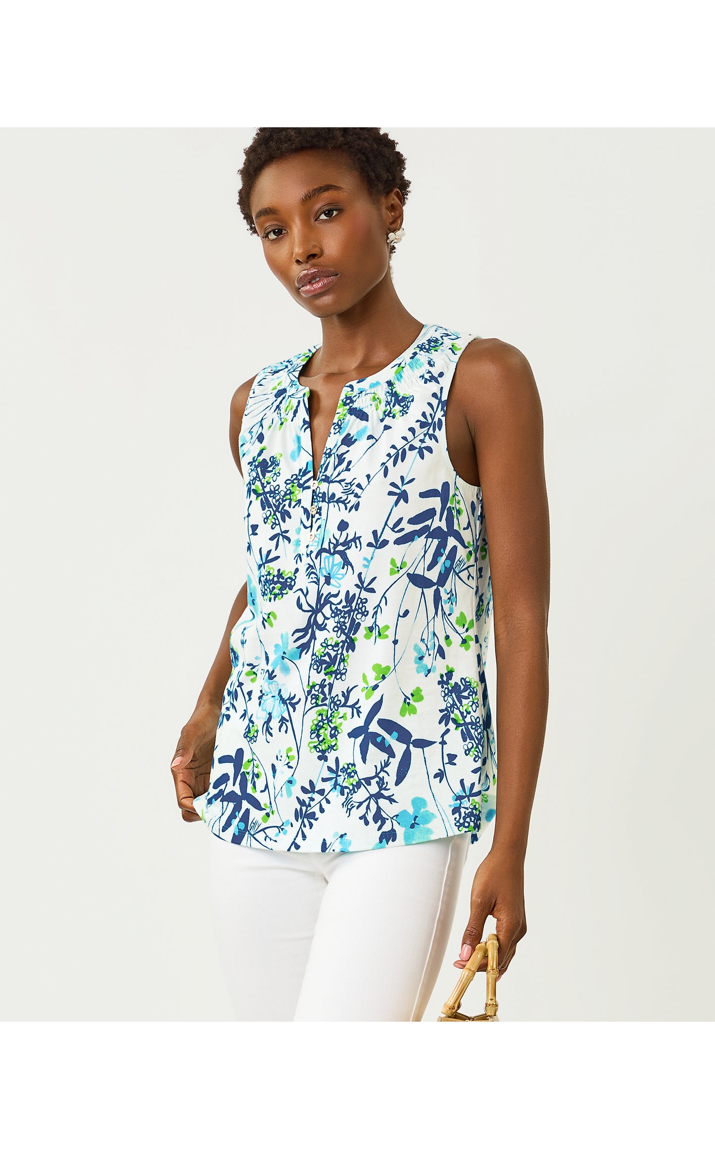 Essie Knit Top - Resort White Sea Blooms