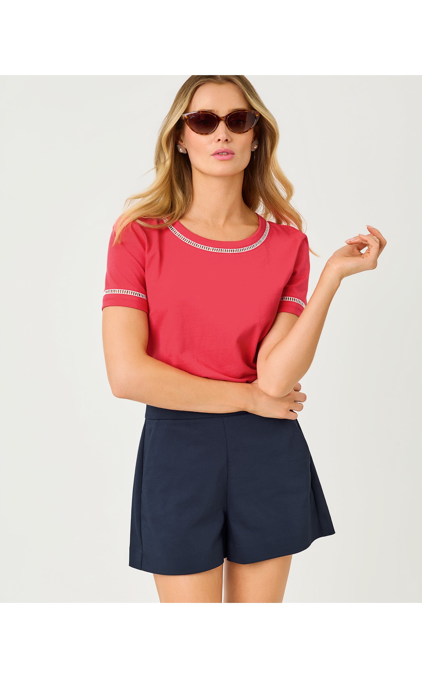Clairmont Ladder Lace Knit Top - Paradise Punch