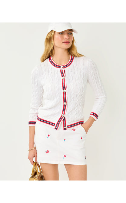Colette Denim Skort - Resort White Its A 250th Celebration Embroidery