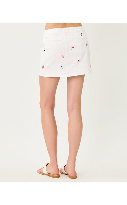 Colette Denim Skort - Resort White Its A 250th Celebration Embroidery