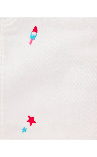 Colette Denim Skort - Resort White Its A 250th Celebration Embroidery