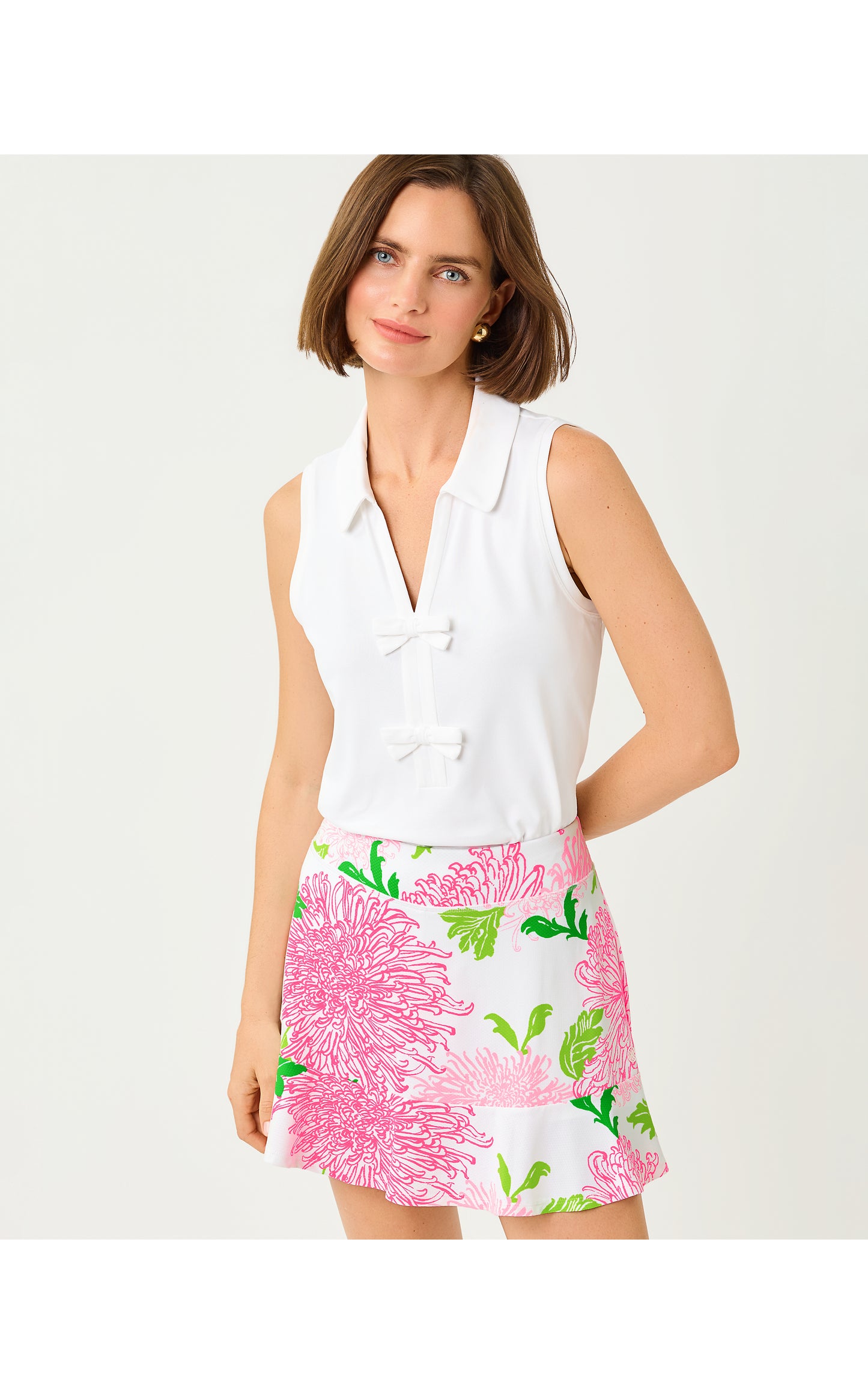 UPF50+ Frida Sleeveless Bow Polo - Resort White