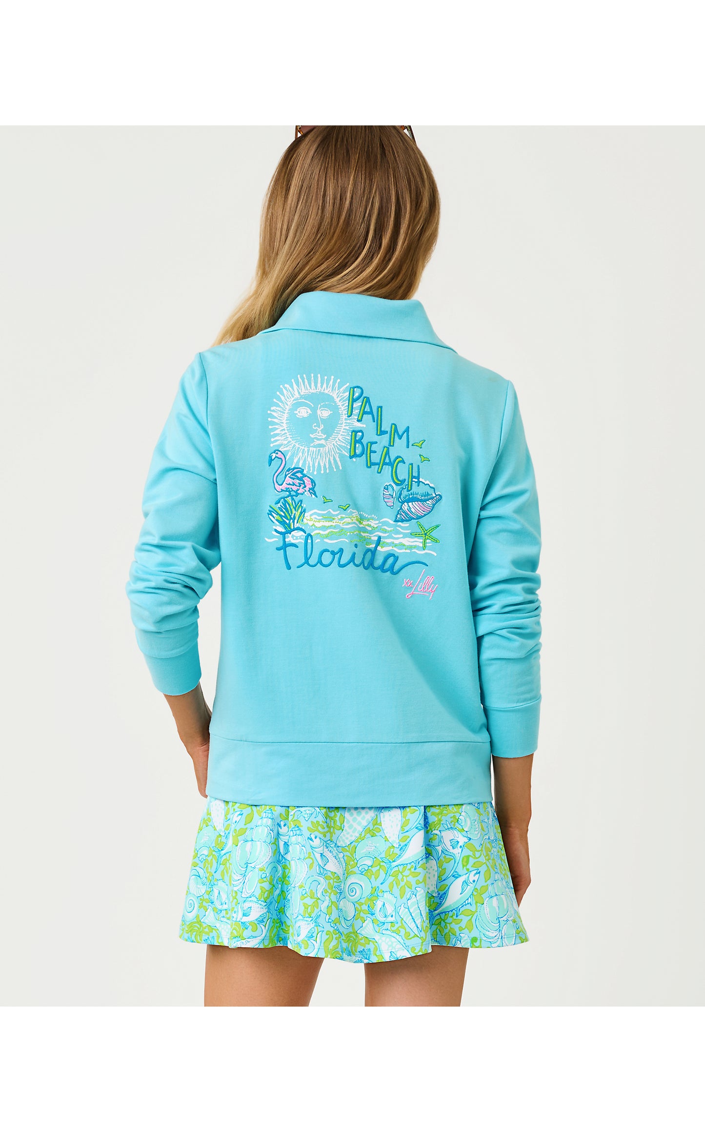 Eleni Pullover - Multi Florida Travel Poster Embroidery