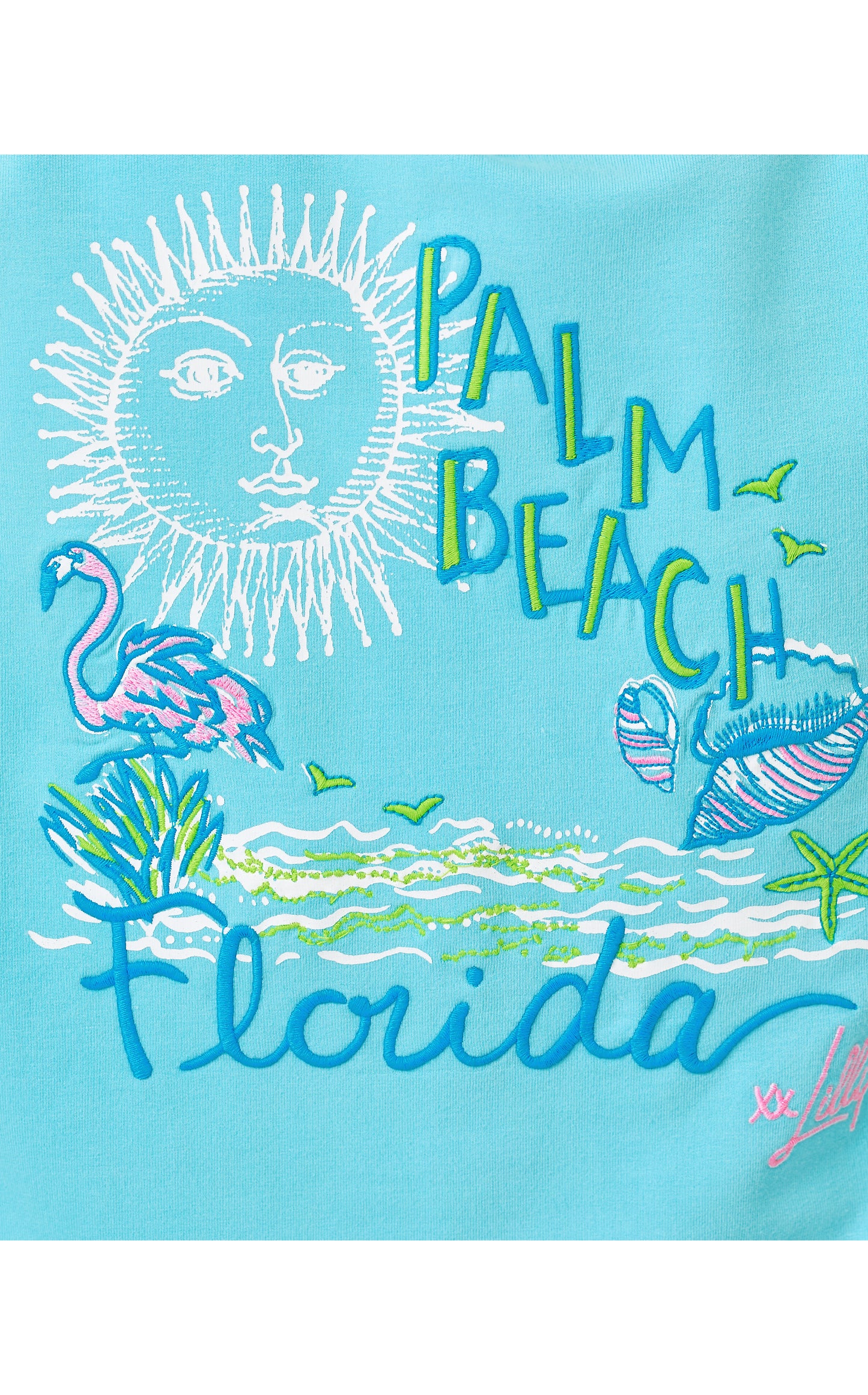 Eleni Pullover - Multi Florida Travel Poster Embroidery