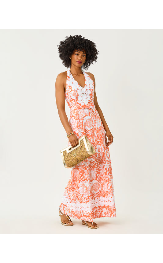 Belinda Maxi Dress - Sunset Orange Budding Romance