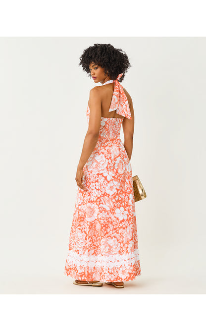 Belinda Maxi Dress - Sunset Orange Budding Romance