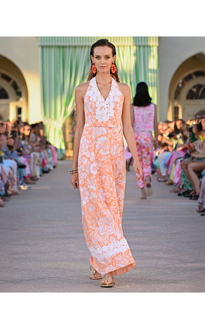 Belinda Maxi Dress - Sunset Orange Budding Romance