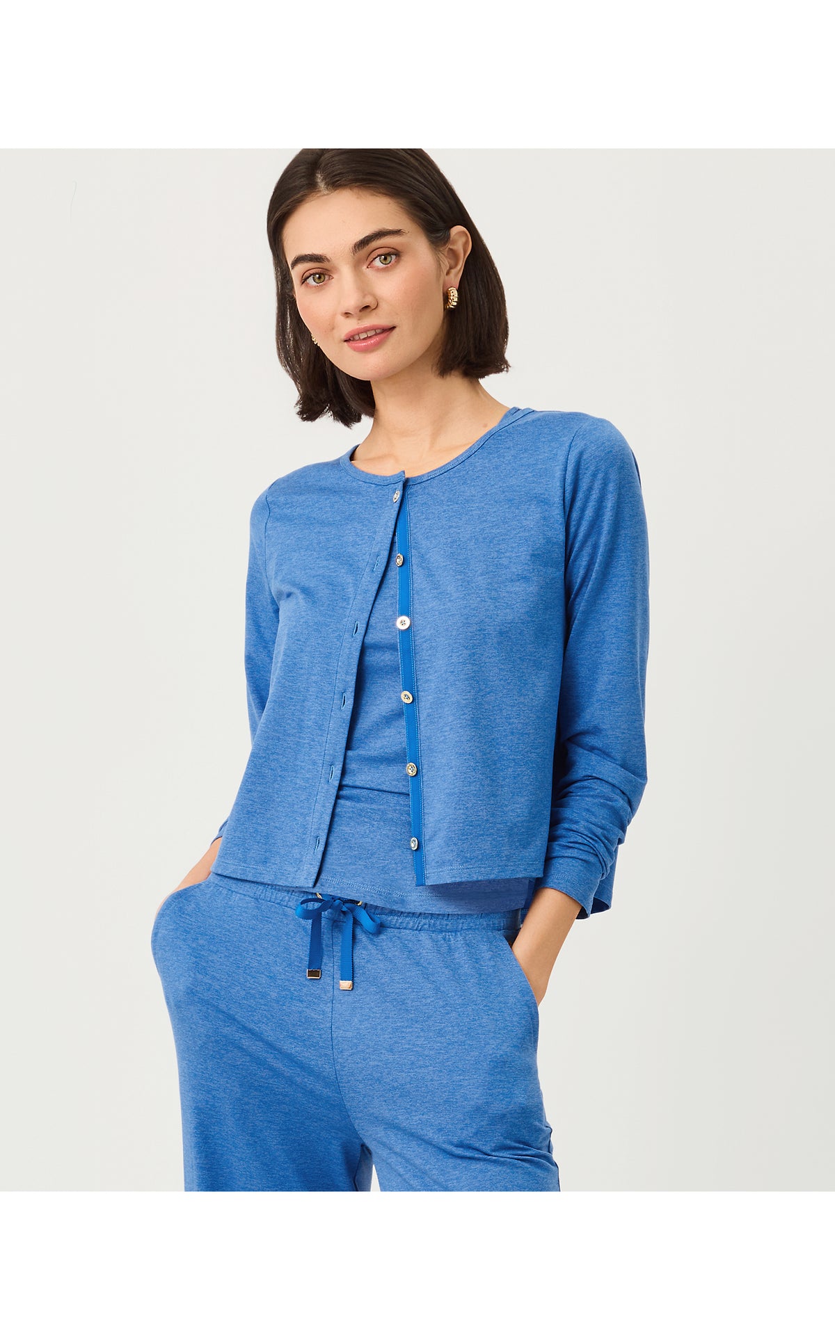UPF50+ Kai Cardigan - Heathered Merriweather Blue