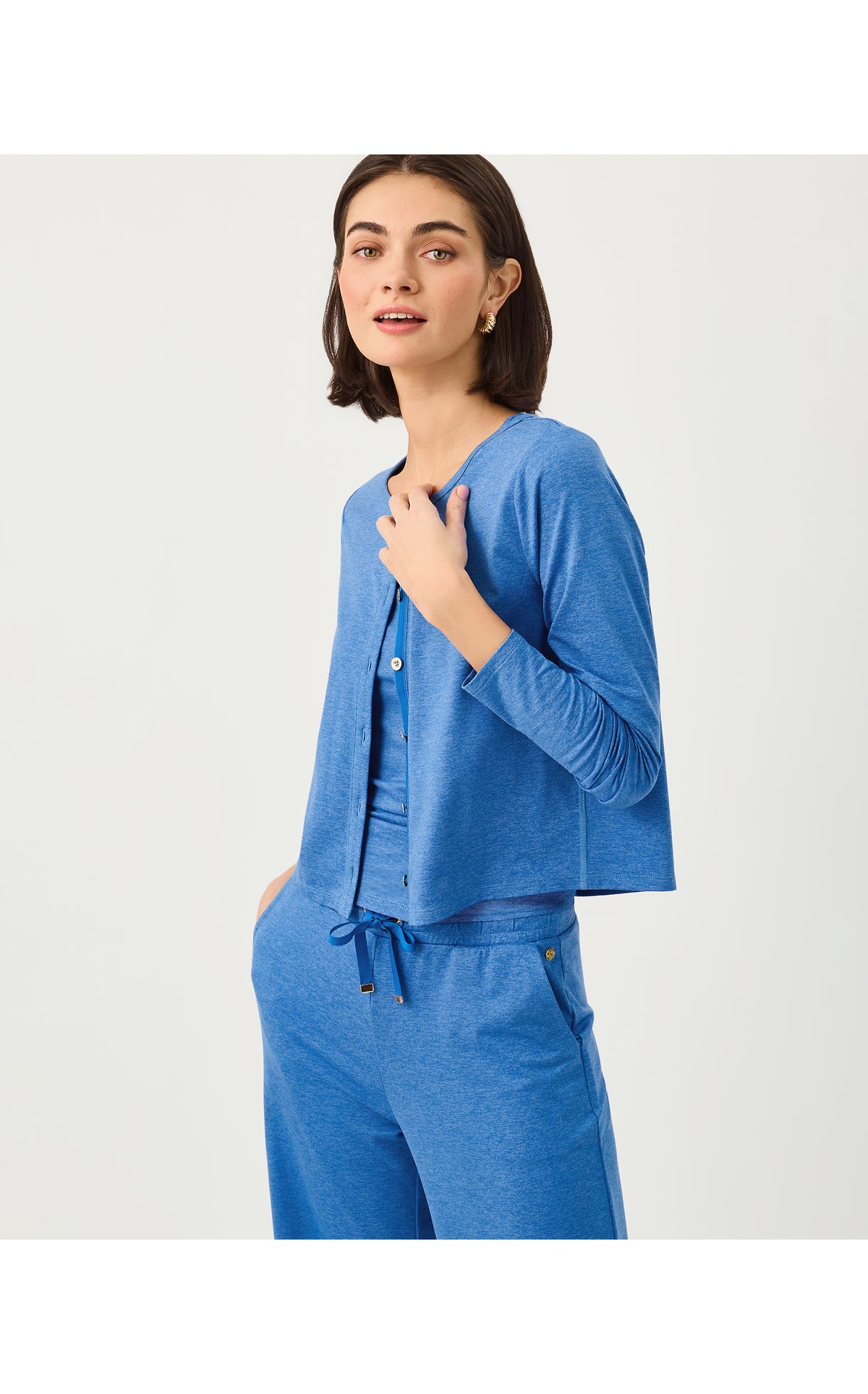 UPF50+ Kai Cardigan - Heathered Merriweather Blue