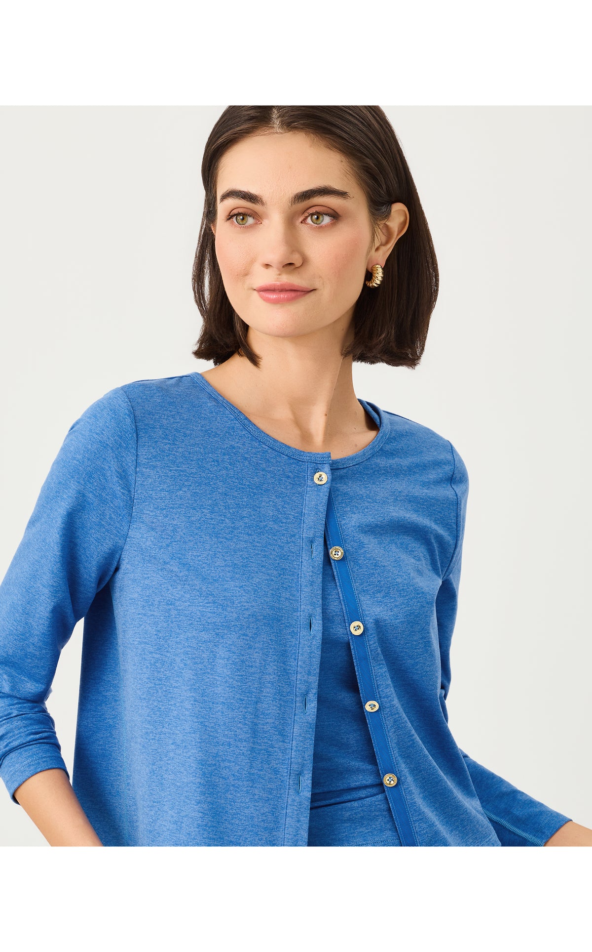 UPF50+ Kai Cardigan - Heathered Merriweather Blue