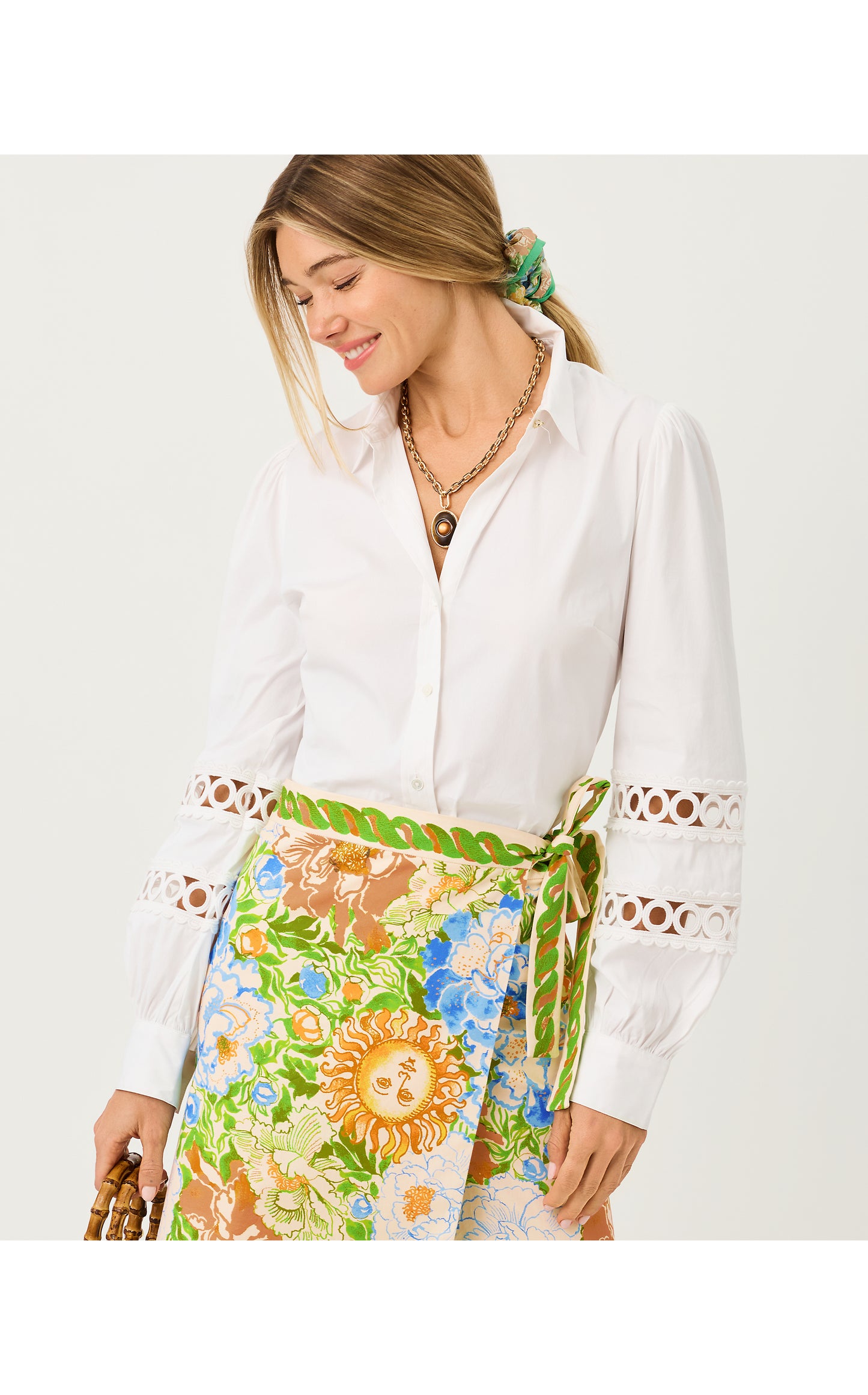 Jamo Sleeveless Top - Coconut Key West Toile Engineered Woven Top