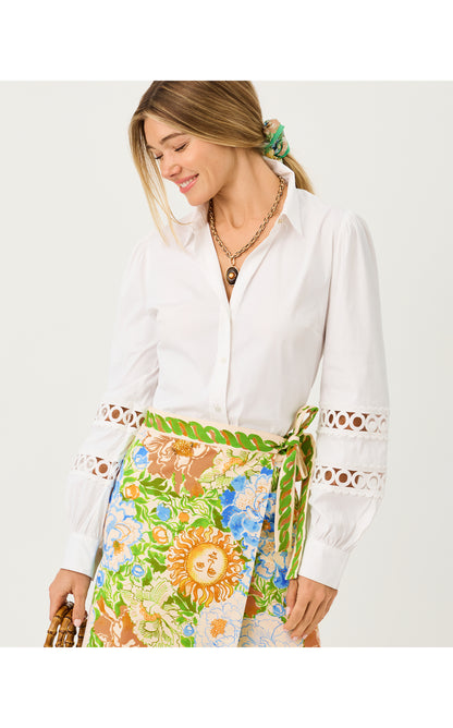 Jamo Sleeveless Top - Coconut Key West Toile Engineered Woven Top