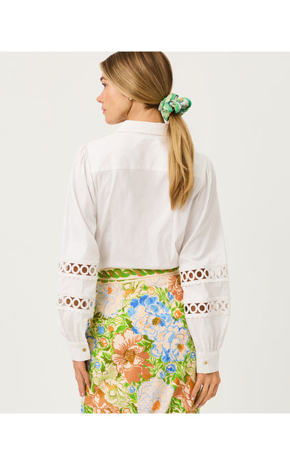 Jamo Sleeveless Top - Coconut Key West Toile Engineered Woven Top