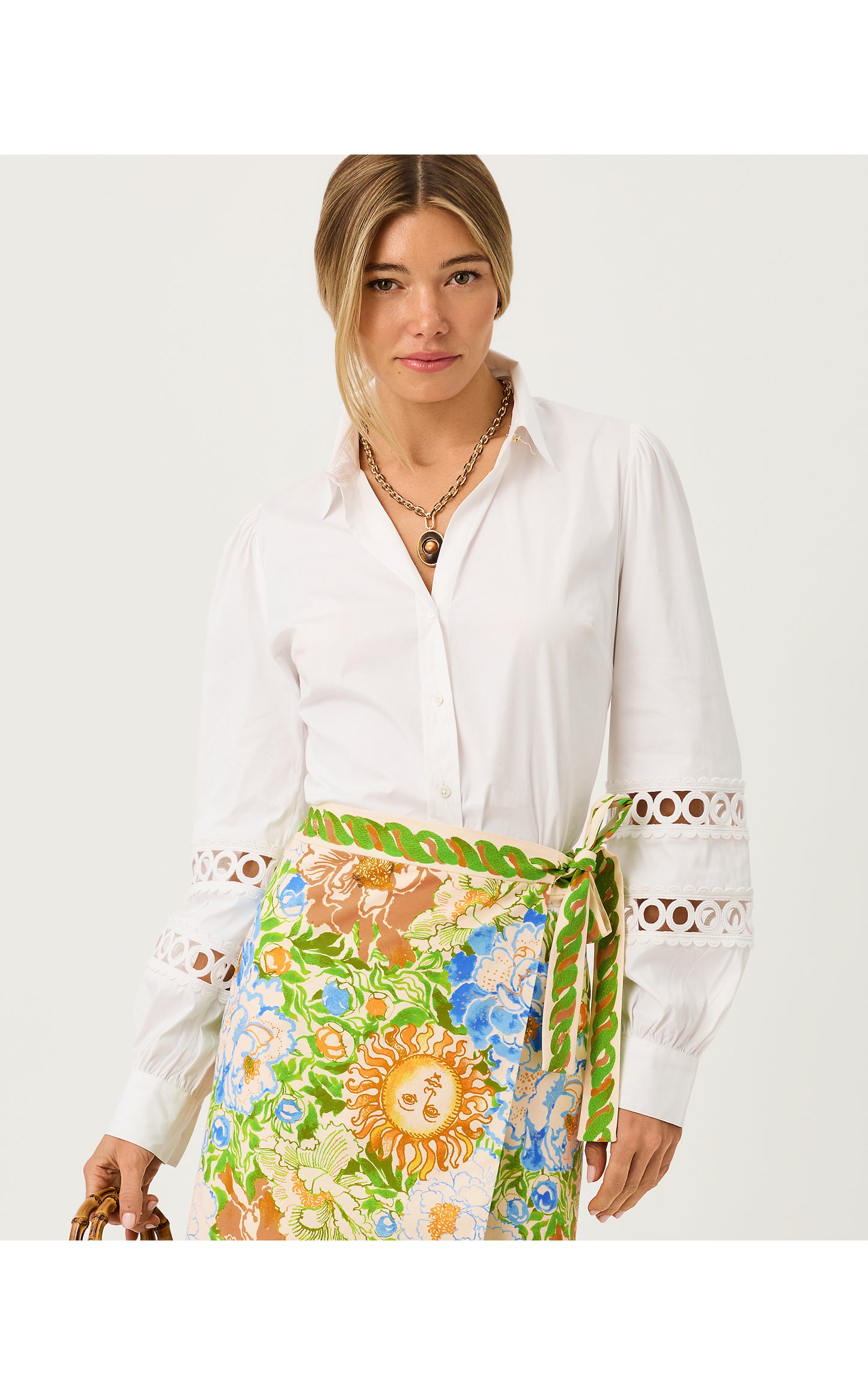 Jamo Sleeveless Top - Coconut Key West Toile Engineered Woven Top