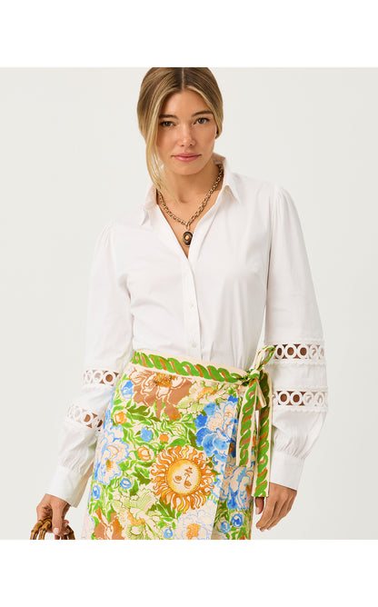 Jamo Sleeveless Top - Coconut Key West Toile Engineered Woven Top