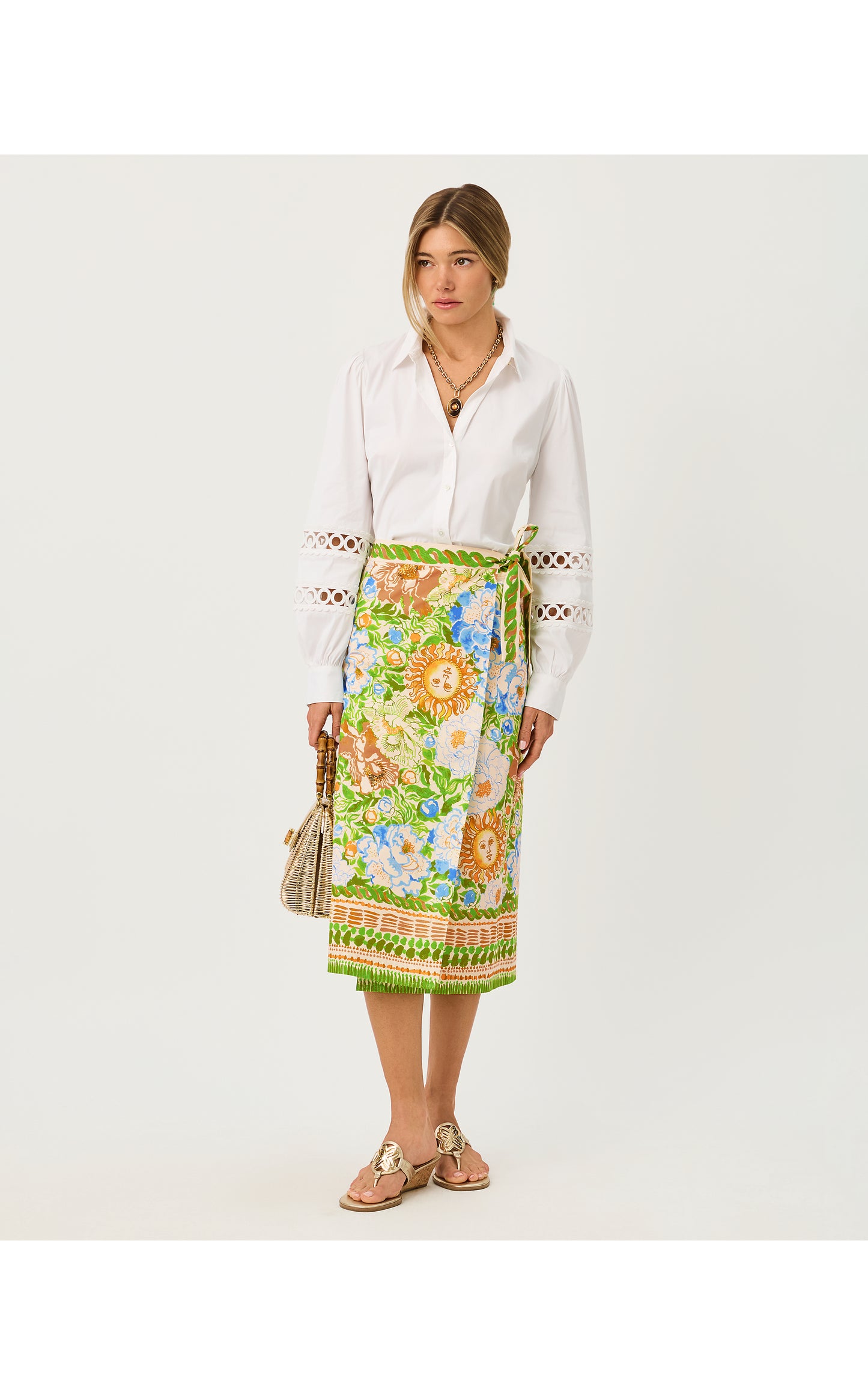 Jamo Sleeveless Top - Coconut Key West Toile Engineered Woven Top
