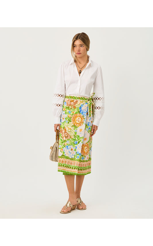 Jamo Sleeveless Top - Coconut Key West Toile Engineered Woven Top