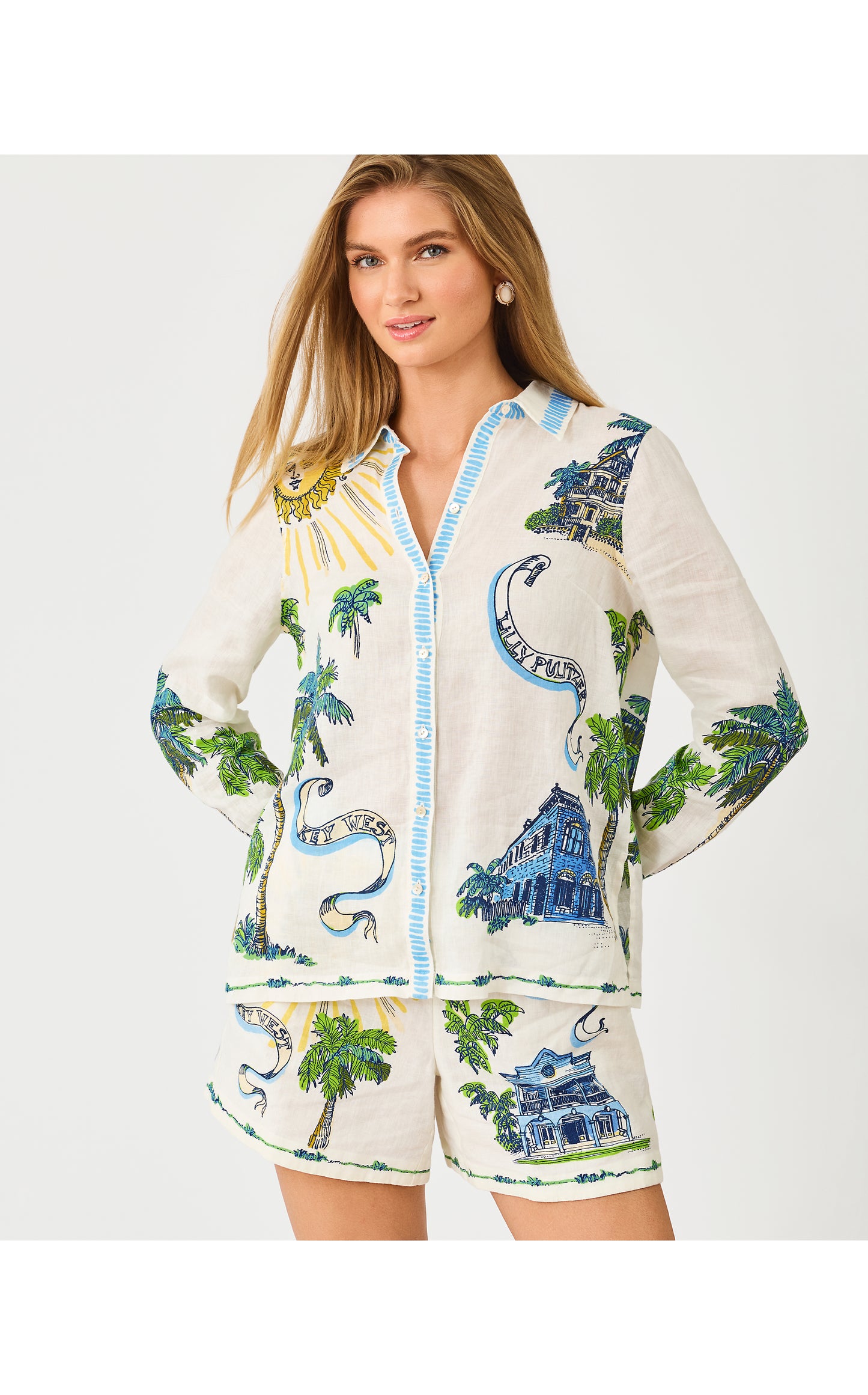 Susana Button Down - Coconut Key West Toile Engineered Button Down