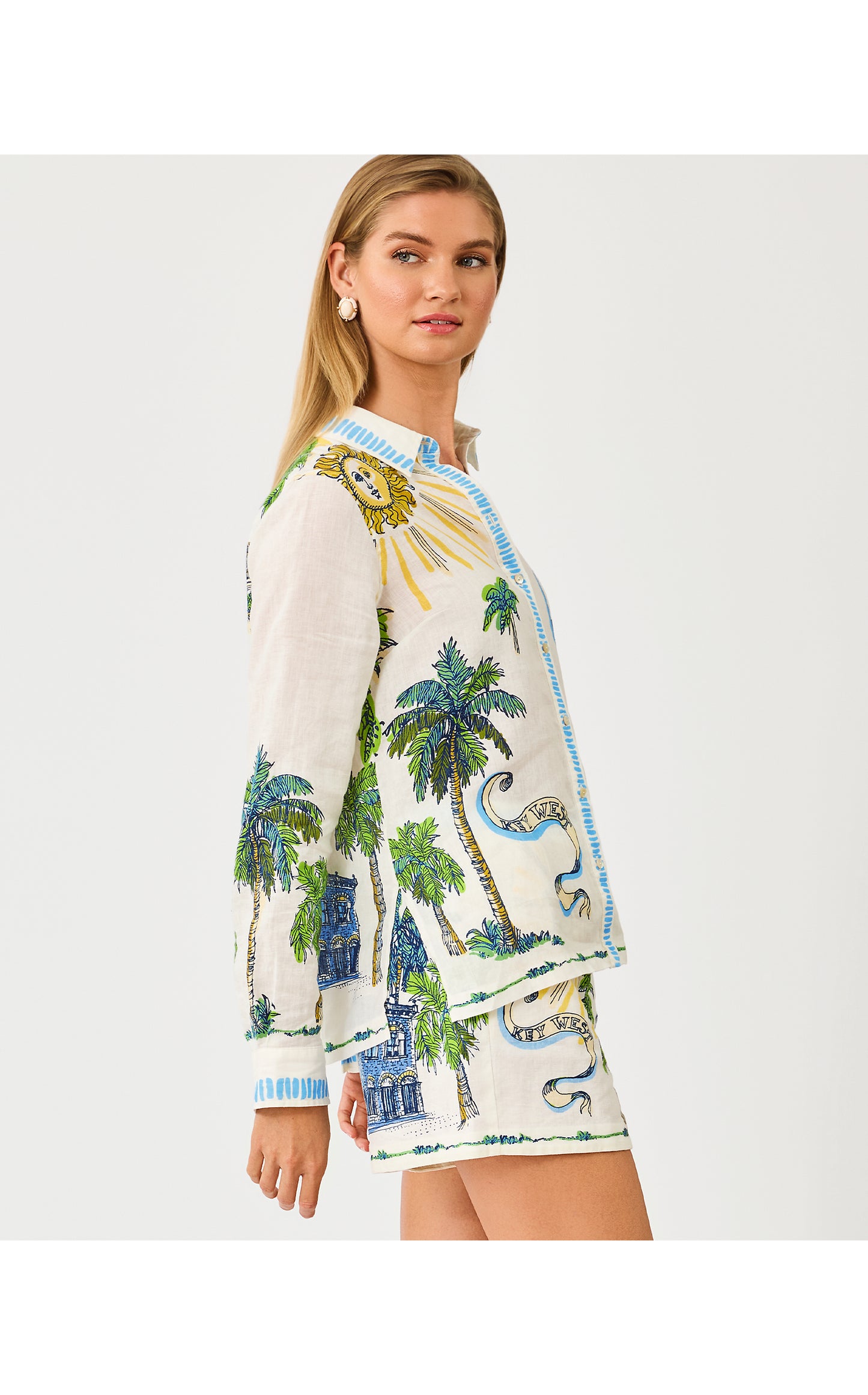 Susana Button Down - Coconut Key West Toile Engineered Button Down