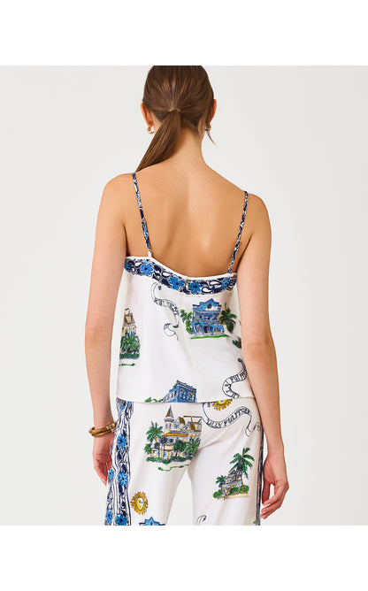 Jamo Sleeveless Top - Coconut Key West Toile Engineered Woven Top