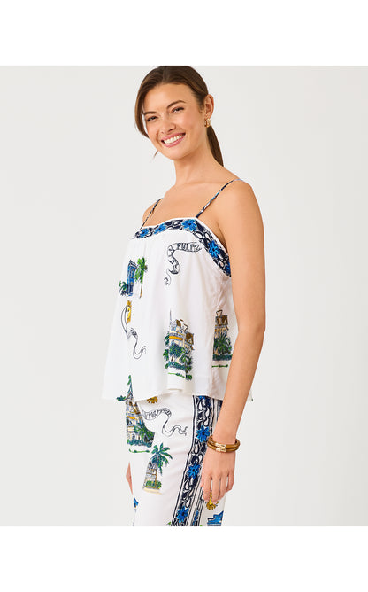 Jamo Sleeveless Top - Coconut Key West Toile Engineered Woven Top