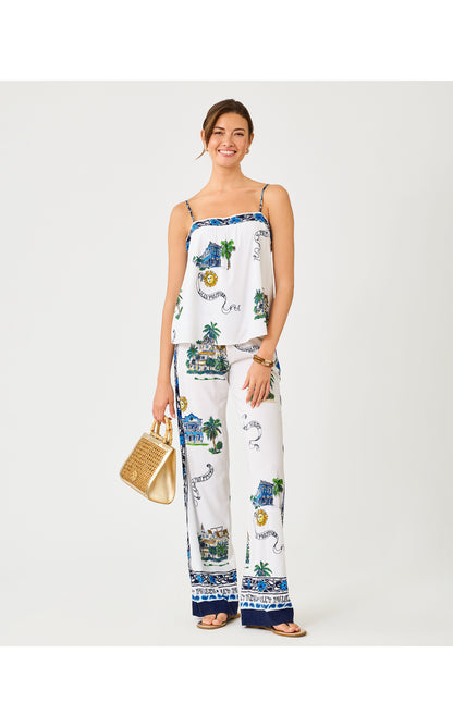 Jamo Sleeveless Top - Coconut Key West Toile Engineered Woven Top