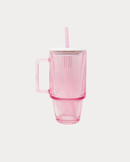 Glass Tumbler With Straw - Multi Lilly Garden Home